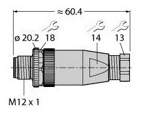 TURC BS8151-0 M12 x 1 Rundsteckverbinder Konfektionierbarer