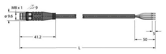 TURC PSG4M-5/TXL Sensor-/Aktorltg. PUR 3 adrig 5M M8 ST ger 4pol. 4 pol.
