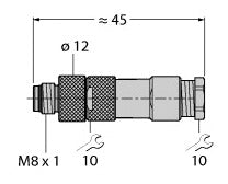 TURC BS5141-0 M8 x 1 / D 8 mm Rundsteckverbinder Konfektioni