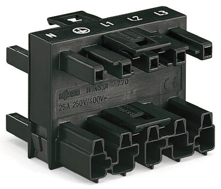 WAGO 770-609 Verteiler 3f 5p 1xStecker 3xBuchse sw