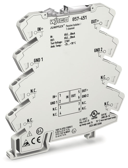 WAGO 857-451 JUMPFLEX®-Messumformer Passivtrenner 1-kanalig Eingangssignal: 0(4)