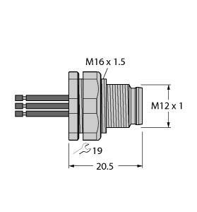 TURC EC-FSFDW4.54-0.5/16 Zubehör für Feldbussysteme, Einbauflansch