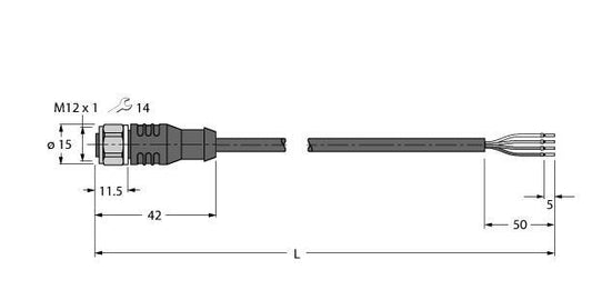 TURC RKCV4.4T-20/TFW Aktuator- und Sensorleitung / PP-EPDM, Anschlussleitung