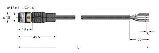 TURC RSC5T-10/TEL Aktuator- und Sensorleitung PVC Anschlussleitung