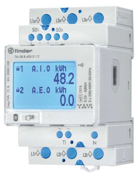 FIN 7M.38.8.400.0112 Multifunktions-Energiezähler, LCD, 2 x S0, IR, NFC, MID