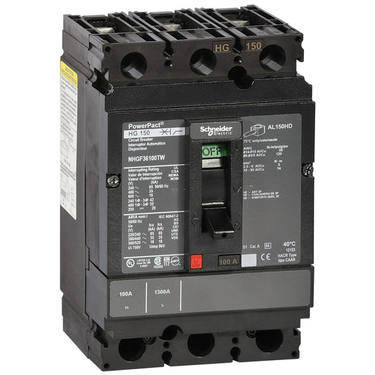 SE NHJF36080TW PowerPact 150A TM80a 3P 65kA