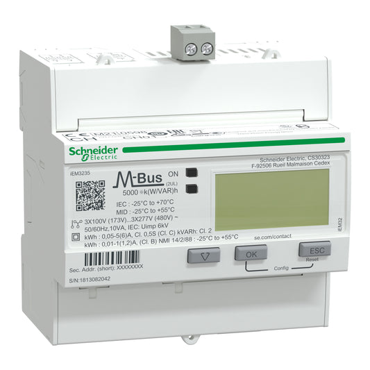 SE A9MEM3235 Energiezähler 3-Ph. 5A erweiterte Messfunktion M-Bus 1E/1A MID konf