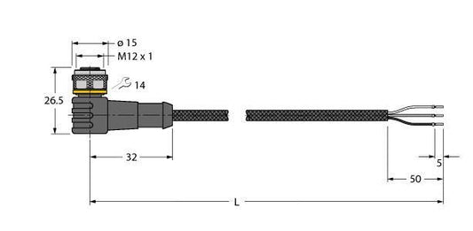 TURC WKC4T-5/TXL1001 Schweißfunkenbeständige Aktuator- und Sensorleitung Anschlu