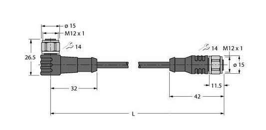 TURC WKCV12T-20-RKCV12T/TFW Aktuator- und Sensorleitung / PP-EPDM, Verbindungsle