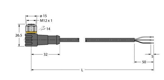 TURC WKCV4T-5/TFW Aktuator- und Sensorleitung / PP-EPDM, Anschlussleitung