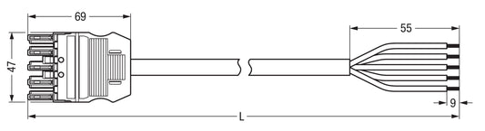 WAGO 771-9995/106-103 Anschlussleitung Buchse offenes Leitungsende 5-polig grau