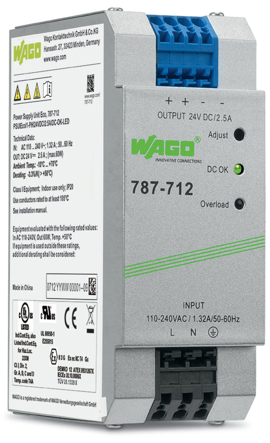 WAGO 787-712 ECO-Netzgerät 24V 2,5A primär getaktet