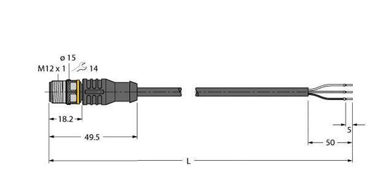 TURC RSC4T-3/TXO3700 Aktuator- und Sensorleitung / PUR,Anschlussleitung