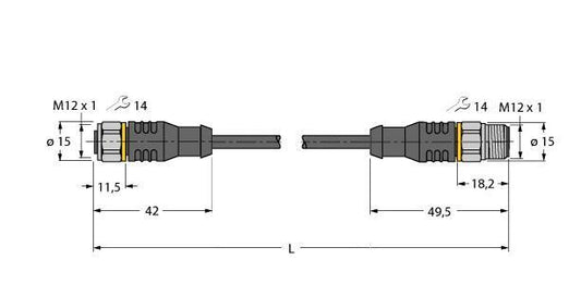 TURC RKCV4T-10-RSCV4T/TFW Aktuator- und Sensorleitung / PP-EPDM, Verbindungsleit