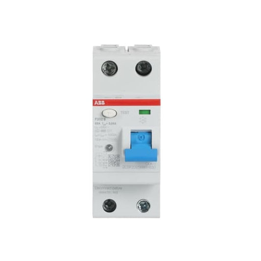 ABB F202B-63/0,03 FI-Schutzschalter Typ B 2P 63A 30mA 3kA 2TE 2CSF202568R1630