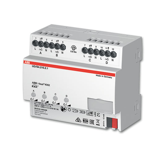 ABB UD/S4.210.2.1 LED-Dimmer 4 x 210 W/VA, Busch-Installationsbus KNX REG-Univer