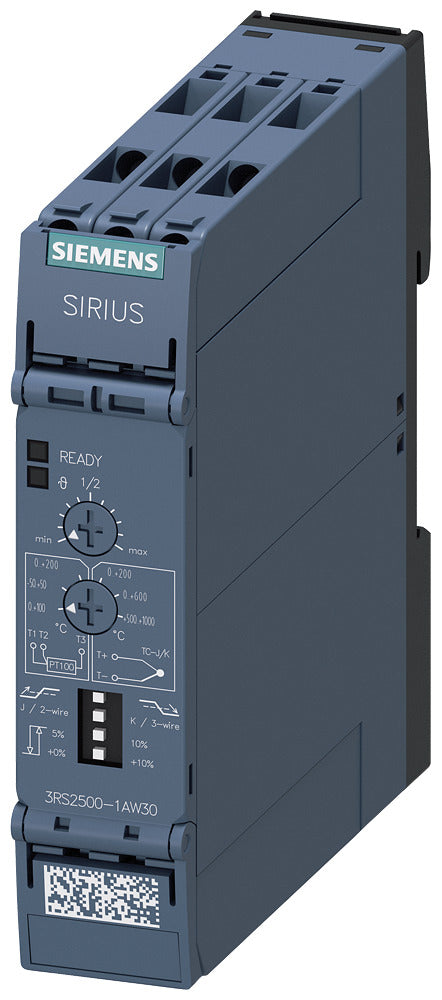 SIEM 3RS2500-1AW30 Temperaturüberwachungsrelais PT100, Thermoelement J, K 1 Schw