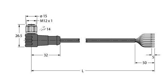 TURC WKCV8T-15/TFW Aktuator- und Sensorleitung / PP-EPDM, Anschlussleitung