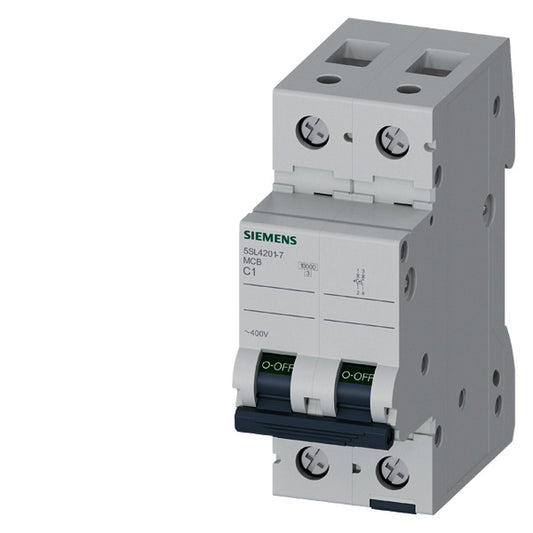 SIEM 5SL4201-7 Leitungsschutzschalter 400V 10KA, 2Polig, C, 1A