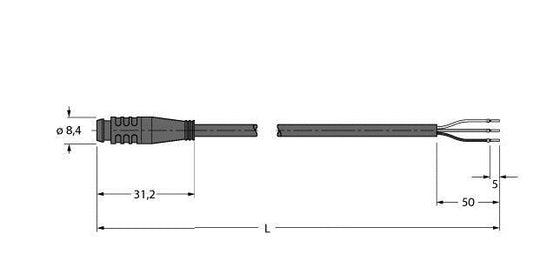TURC PSG3S-10/TXL Aktuator- und Sensorleitung / PUR, Anschlussleitung