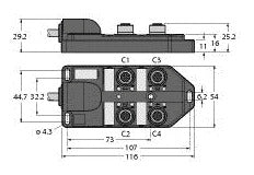 TURC TB-4M12-4P2-2/TXL Passiver Aktuator-/Sensor-Verteiler M12 x 1 4-fach