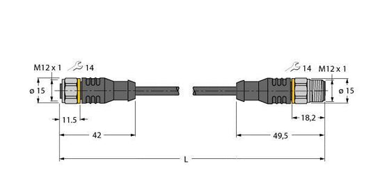 TURC RKCV4.5T-1-RSCV4.5T/TFW Aktuator- und Sensorleitung / PP-EPDM, Verbindungsl