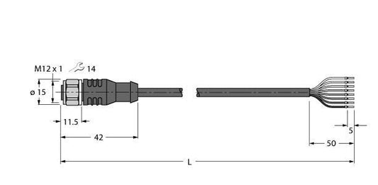 TURC RKCV8T-2/TFW Aktuator- und Sensorleitung / PP-EPDM, Anschlussleitung