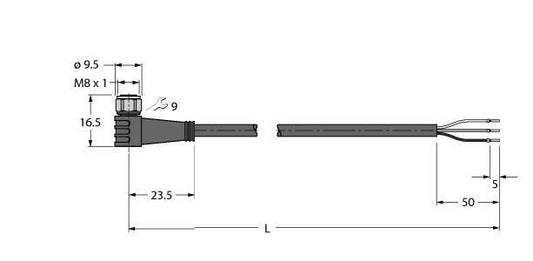 TURC PKWV3M-2/TFW Aktuator- und Sensorleitung / PP-EPDM, Anschlussleitung