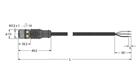 TURC RSC4T-2/TXL1001 Schweißfunkenbeständige Aktuator- und Sensorleitung Anschlu