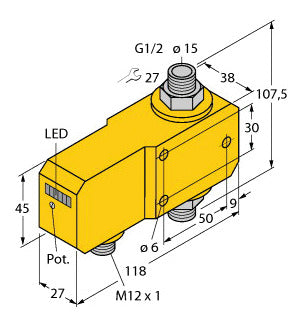 TURC FCI-D15A4P-ARX-H1140 Strömungssensor Inline-Sensor mit integrierter Auswert