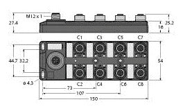 TURC TBIL-M1-16DXP I/O-Hub für Anbindung digitaler Signale an IO-Link Master