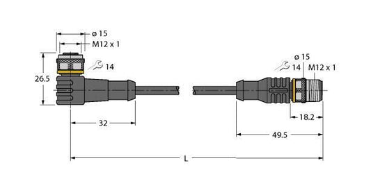 TURC WKC4T-0,3-RSC4T/TXY Aktuator- und Sensorleitung / PUR Verbindungsleitung
