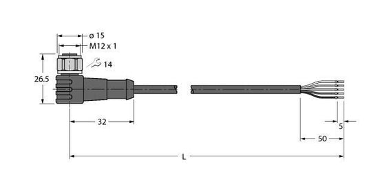 TURC WKCV4.5T-2/TFW Aktuator- und Sensorleitung / PP-EPDM, Anschlussleitung