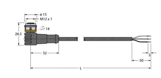 TURC WKC4T-1/TXO3700 Aktuator- und Sensorleitung / PUR,Anschlussleitung