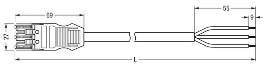WAGO 771-9993/106-805 Anschlussleitung Buchse offenes Leitungsende 3-polig hellg