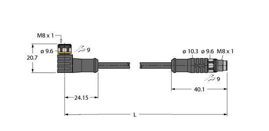 TURC PKWS3M-2-PSGS3M/TEL Aktuator- und Sensorleitung PVC Verbindungsleitung