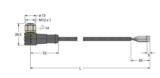 TURC WKCV4.4T-P7X2-1/TFW Aktuator- und Sensorleitung / PP-EPDM, Anschlussleitung