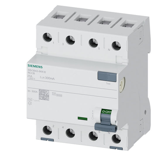 SIEM 5SV3642-6KK12 FI-Schutzschalter Typ A 25A 3+N-pol. 300mA 400V 4TE SIGRES