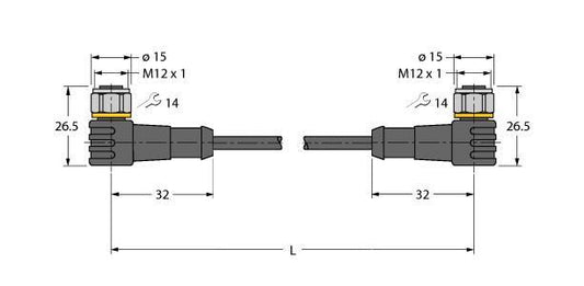 TURC WKCV4.4T-50-WKCV4.4T/TFW Aktuator- und Sensorleitung / PP-EPDM, Verbindungs