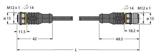 TURC RKC4.5T-1-RSC4.5T/TEL Aktuator- und Sensorleitung PVC Verbindungsleitung