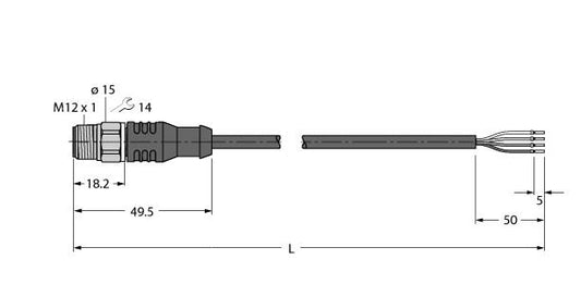 TURC RSCV4.4T-10/TFW Aktuator- und Sensorleitung / PP-EPDM, Anschlussleitung