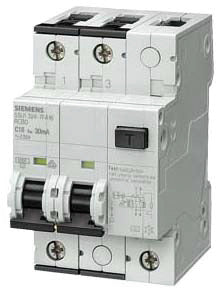 SIEM 5SU1324-7KX16 FI/LS-Schalter, 10 kA, 2P, Typ A, 30 mA, C-Char, In: 16 A, Un