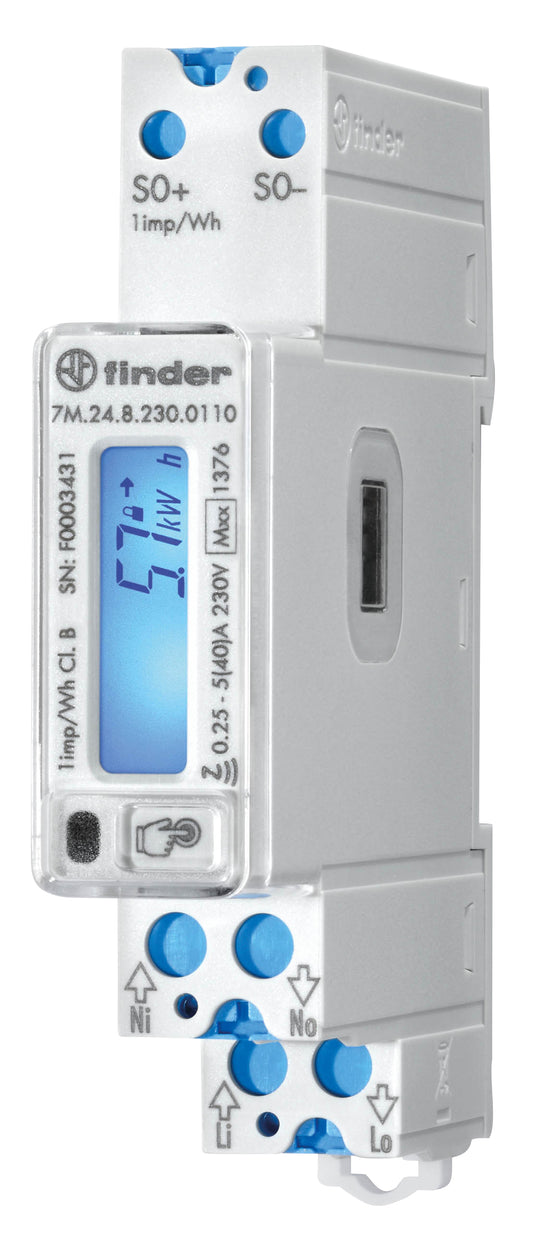 FIN 7M.24.8.230.0110 Zähler für 1-Phasen Wechselstrom, bis 40 A, LCD-Anzeige, S0