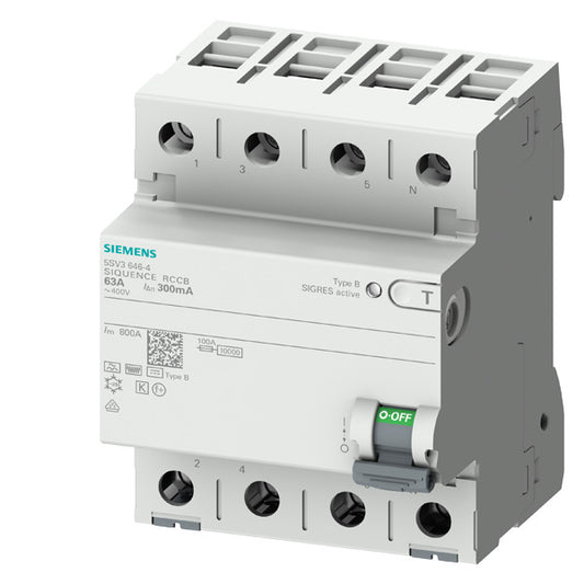 SIEM 5SV3644-4KK14 FI-Schutzschalter Typ B+ 40A 3+N-polig 300mA 400V 4TE kurzzei