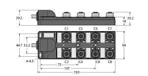 TURC TB-8M12-5P3-5/TXL Passiver Aktuator-/Sensor-Verteiler M12 x 1 8-fach