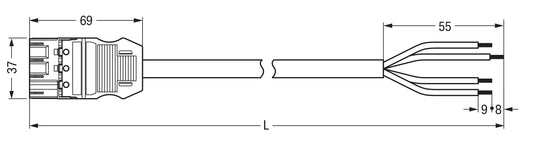 WAGO 771-9994/206-401 Anschlussleitung schwarz 4x1,5qmm L=4m