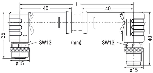 WAGO 756-3506/050-020 Power-Leitung, M12L-Buchse,winklig, M12L-Stecker, winklig,