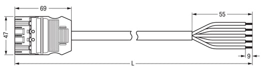 WAGO 771-9995/206-707 Anschlussleitung Stecker offenes Leitungsende 5-polig pink