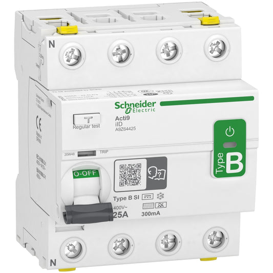 SE A9Z64425 Fehlerstrom-Schutzschalter Allstrom- sensitiv iID, 4P, 25A, Typ B-SI