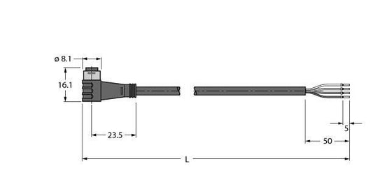 TURC PKW4S-2/TEL Aktuator- und Sensorleitung / PVC, Anschlussleitung